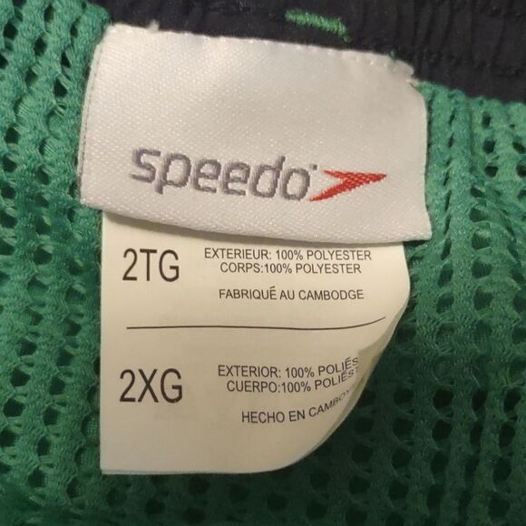 New Speedo Men's‎ Size XXL Green Swim Trunks Drawstring Waist Zippered Pocket - Picture 5 of 8